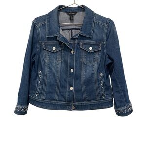 White House Black Market Blue rhinestone Denim Jacket